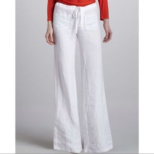 Vince drawstring black linen wide leg pants